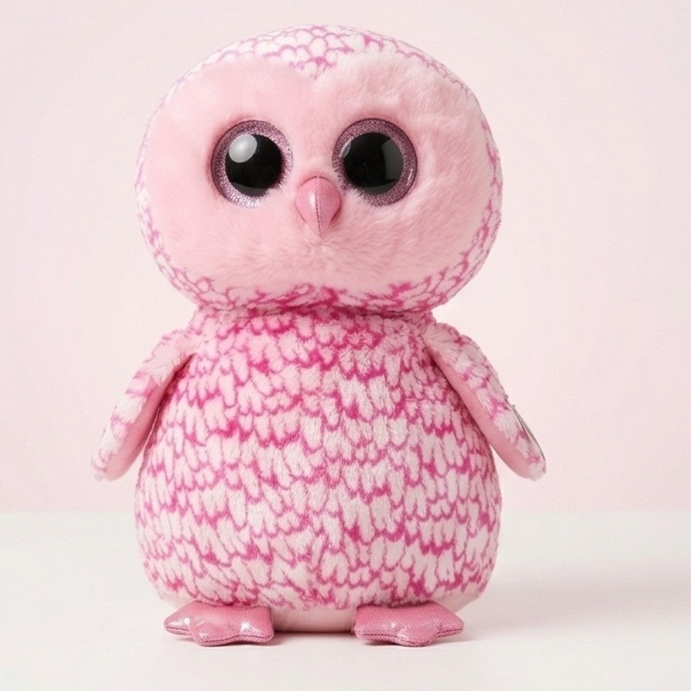 Ty Beanie Boos Pink Owl Plush 10 Inch Large Buddy Sparkle‎ Eyes